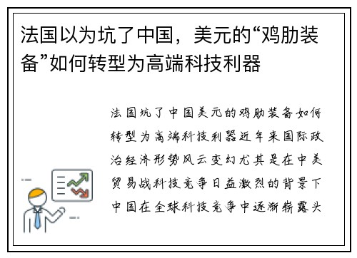 法国以为坑了中国，美元的“鸡肋装备”如何转型为高端科技利器