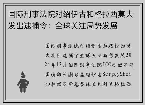 国际刑事法院对绍伊古和格拉西莫夫发出逮捕令：全球关注局势发展